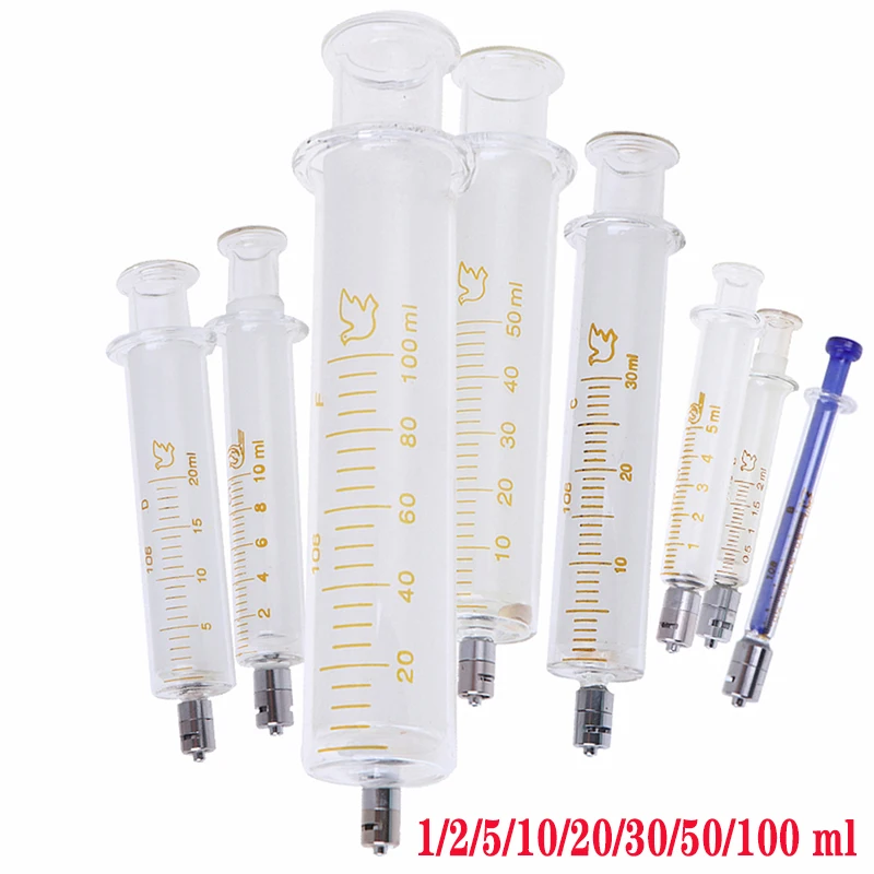 Glass Syringe Luer Lock Syringe - Borosilicate Glass Prefillable Syringe - 1/2/5/10/20/30/50/100ml optional Capacity