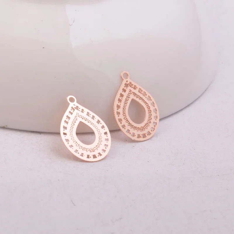 100 Stück AC10569 12*16mm Messing-Filigran-Anhänger in Roségold- und Silberfarbe, kleiner Wasserzeichen-Anhänger, DIY-Schmuckzubehör – Detail 13