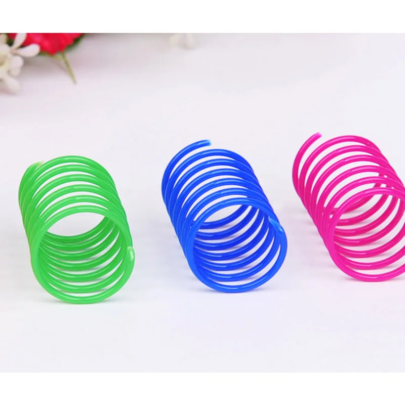 Cat Colorful Spring Toy Creative Plastic Flexible Cat Coil Toy Cat Interactive Toy Funny Toy Pet Favor Toy Pet Product 4PCS