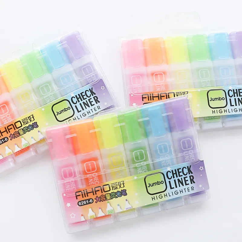 

Aihao 6 Colors Highlighter Pen Jelly Candy Highlight Jumbo Markers Check Liner Journal Pen Supplies Fosforlu Kalem