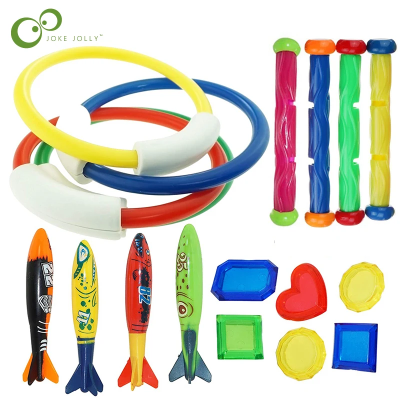 Diving Torpedo Rocket Throwing Toys Pool Diving Game Summer Torpedo Robber Child Underwater Diving Stick Water Toy 18-22pcs