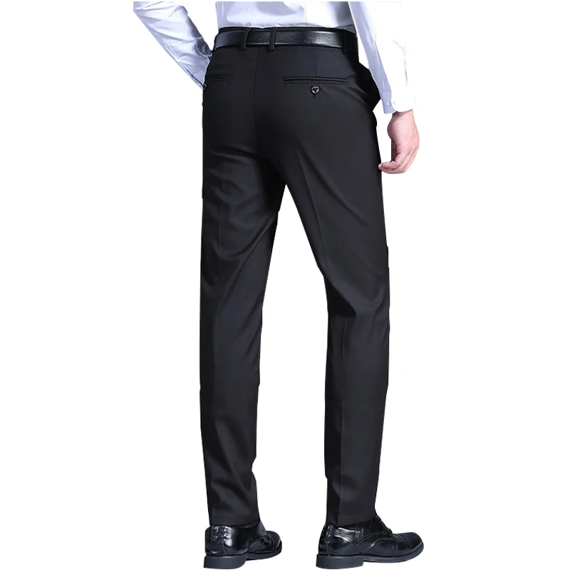 

2021 Autumn Winter Brand Fitted Straight Stretch Suit Casual Pants Classic Style Business Youth Men's Trousers Black Navy