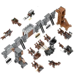 MOC Building Blocks Medieval Battlefield City Wall Soldiers Attack Castle Scene Toys for Kids