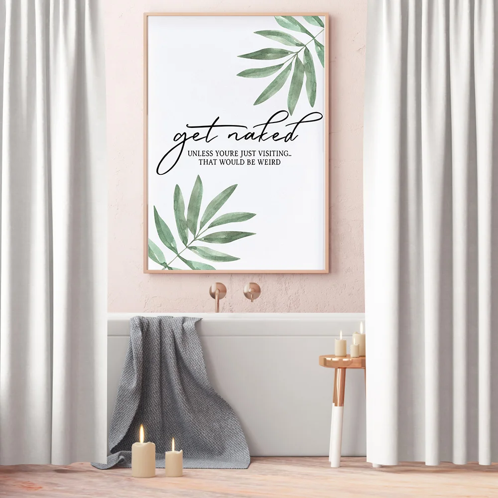 Get Nude Bathroom Offer Poster Plant Prints Tropical Leaves Canvas Painting Wall Art Pictures Nordic Modern Bathroom Home Decor