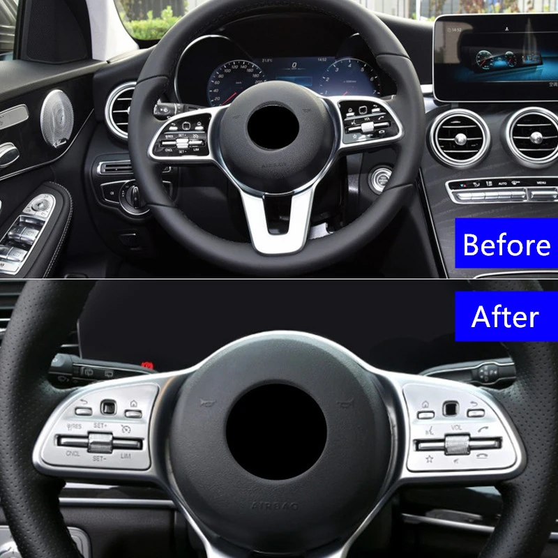 ABS Steering Wheel Buttons Frame Decoration Cover Trim Car Styling 2Pcs For Mercedes Benz W177 W205 W213 W247 W167 Interior image 4