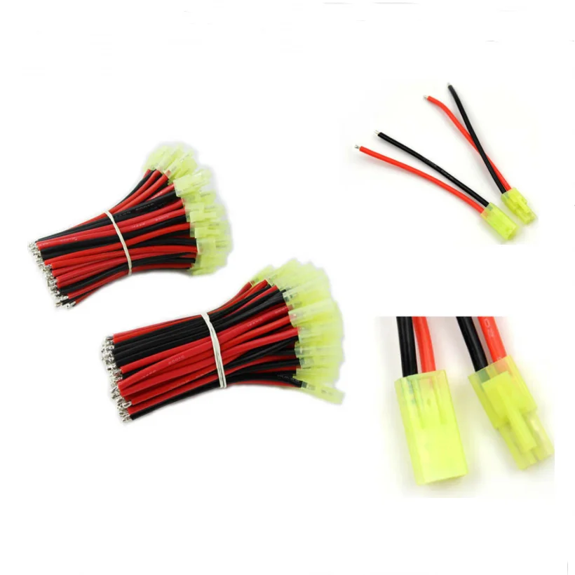 Mini Tamiya Masculino Feminino Pigtail Conector, Plug Adapter, Estanhado Fio De Silicone Cabo, RC Carregador de bateria, carro, 18awg, 10cm