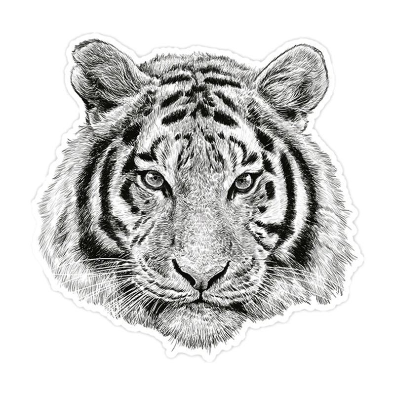 

S41164# Various Sizes Funny Self-adhesive Decal White Tiger Head Car Sticker Waterproof Auto Decors on Bumper Rear Window