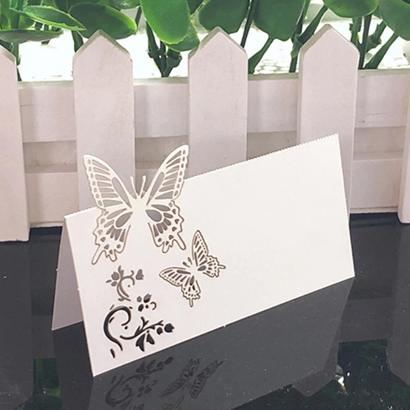 50pcs White Lace Name Place Cards Wedding Decoration Table Decor Table Name Message Greeting Card Party Christmas Decoration