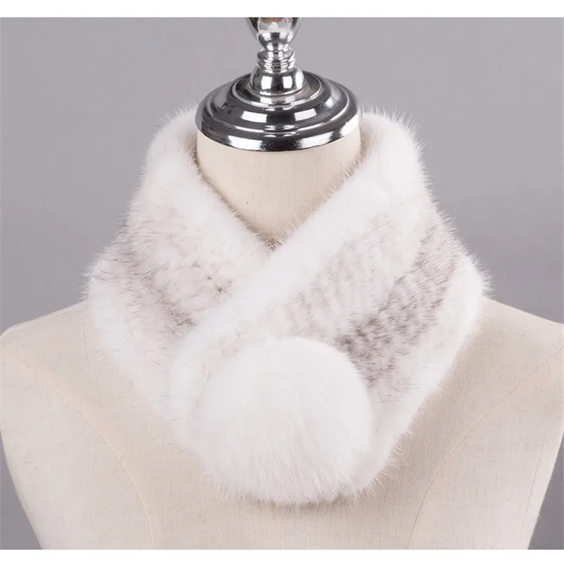 Real Mink Fur Scarf Ball Genuine Fox Fur Pompom Winter Women Warm Girls Fashion Ring S79