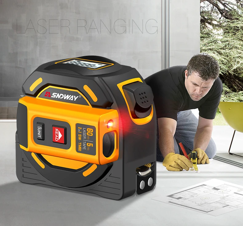 

40m/60m Laser Distance Meter Rangefinder Distance Measure Tape Laser Meter Self-Locking Hand Tester Tool Device Range Finder