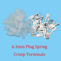 6.3mm Insulated Male Spade Crimp Terminal Kit With Transparent Sleeves Plug Spring Leaf Electrical Cable Switch Wire Connector