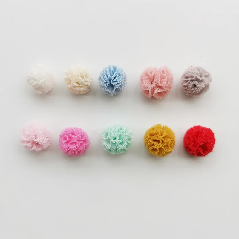 100pcs/lot 15mm 10colors mesh flower ball For sewing on Scarf Shoes Hats Fur DIY Crafts Hair clip Accessories