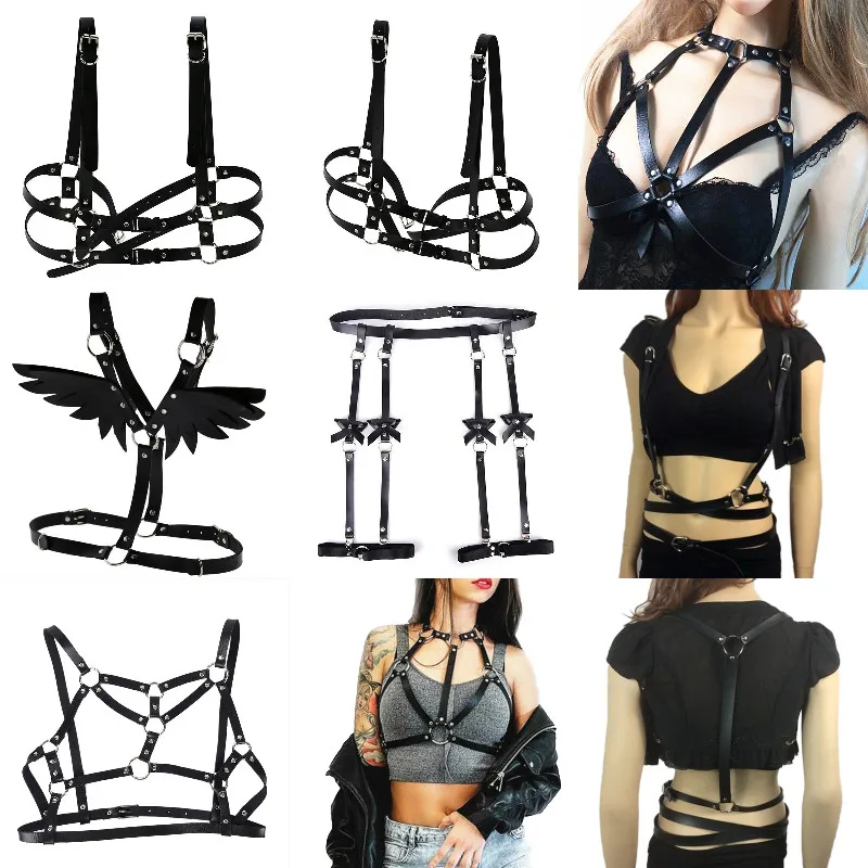 Sexy Women Leather Harness Underwear Garter Belt Erotic Sexy Underwear Gothic Suspenders Bondage Straps Stocking Body Lingerie