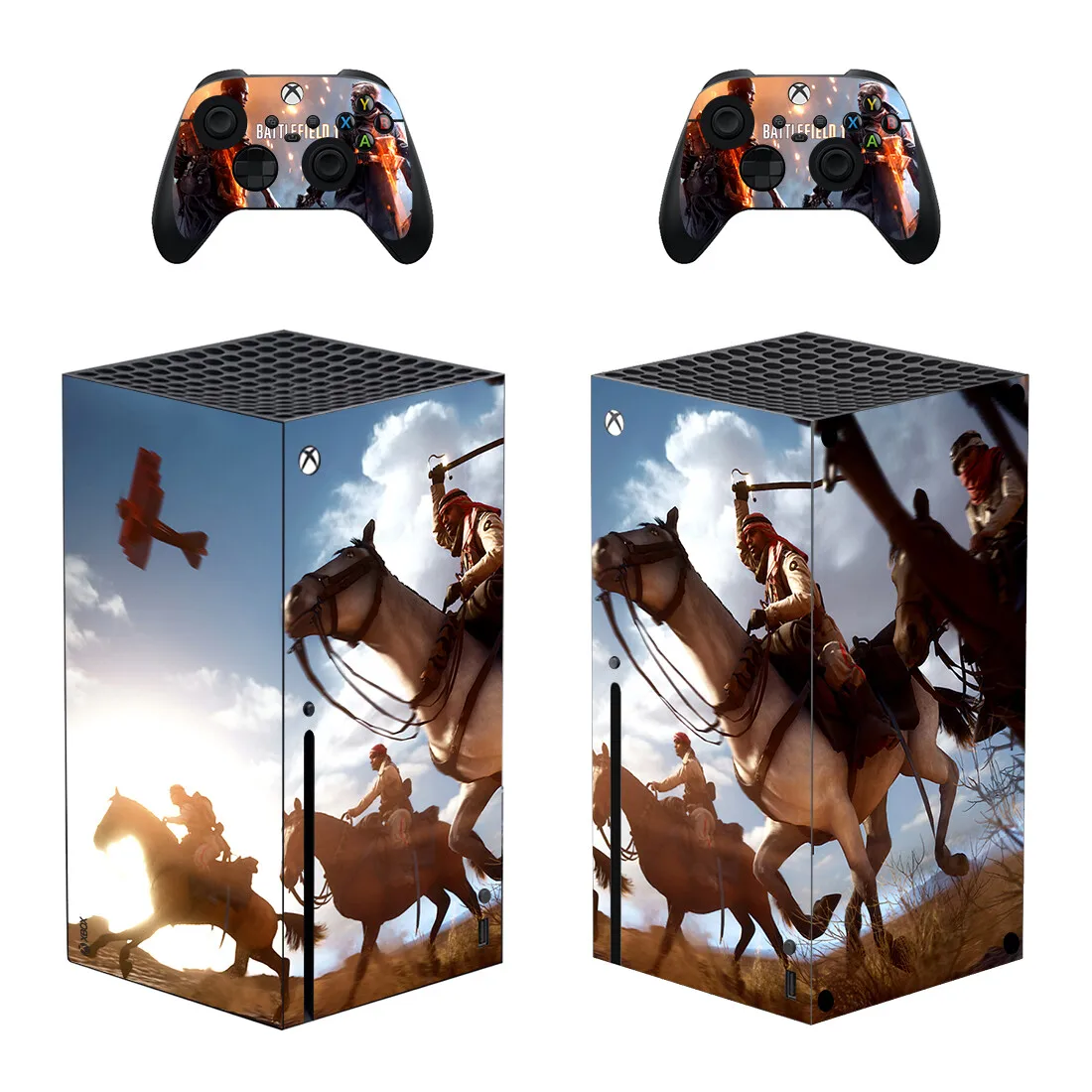 ساحة المعركة حامي ملصق غطاء لاصق لامع ل Xbox سلسلة X وحدة التحكم و 2 وحدات تحكم Xbox سلسلة X الجلد ملصق الفينيل