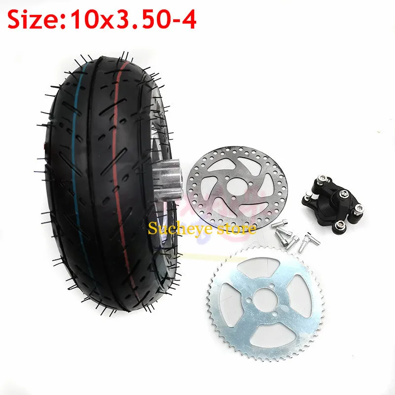 10x3.50-4 Tires Wheels 4 Inch Hub Rim +10x350-4 Tyre Inner Tube +Brake Disc +Sprocket  Pump Fits ATV Quad electric scooter