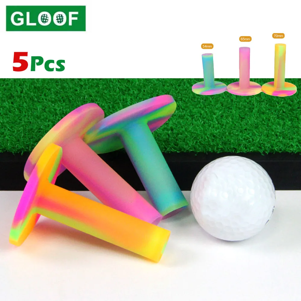 5pcs Rubber Ox Tendon Golf Tees Training Practice Home Driving Ranges Mats Practice 54mm 65mm 70mm Golf Accessories