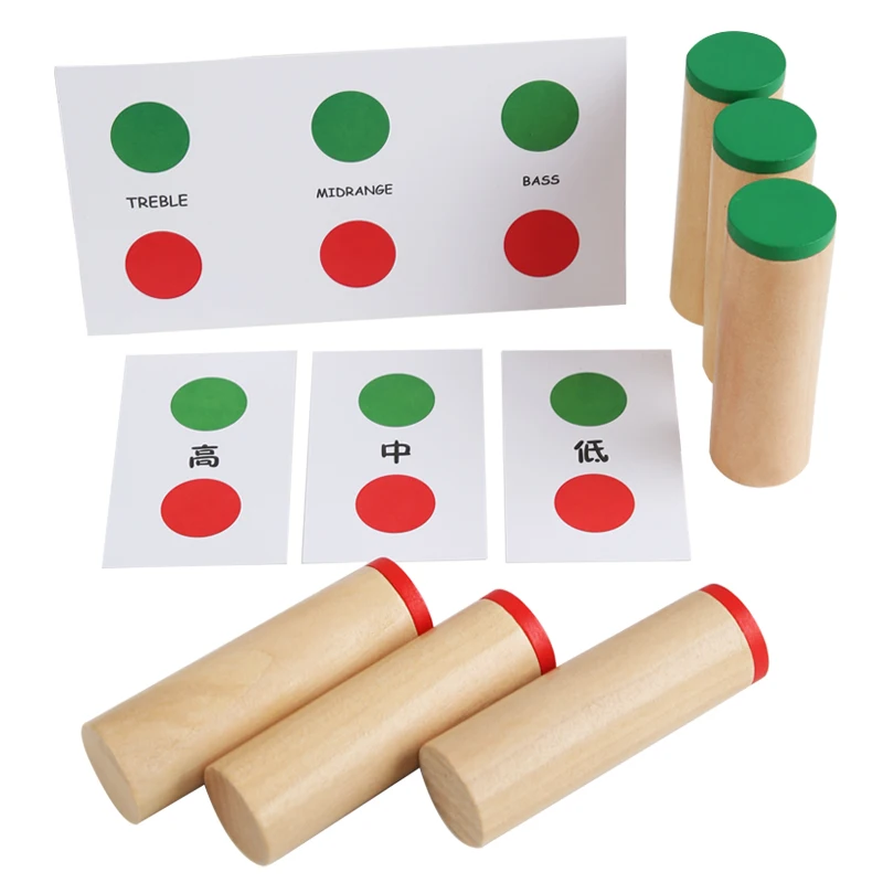 Materiały Montessori Sensorial Toy trzystopniowe wiadro dźwiękowe wysokie/średnie/niskie tony kolekcja dźwięków edukacyjnych dla dzieci drżenie rurki