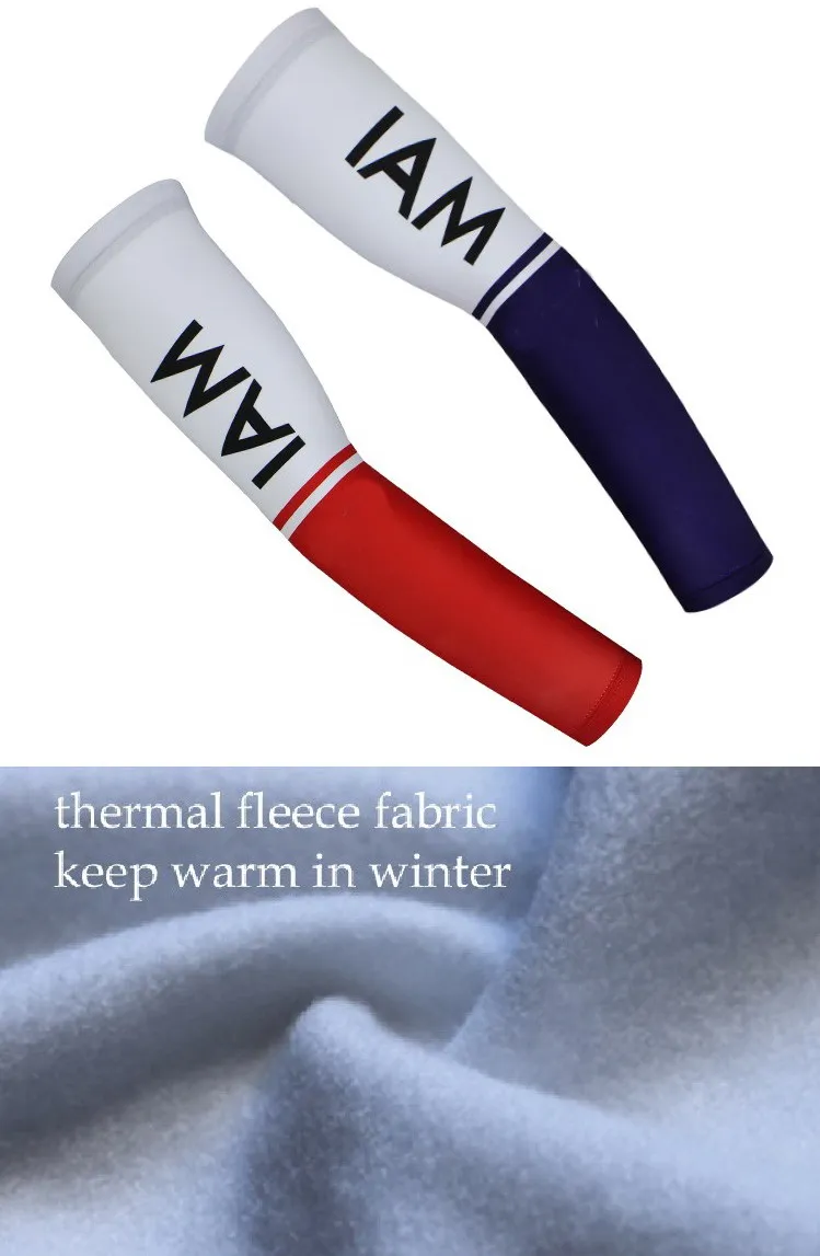 

WINTER FLEECE THERMAL 2016 IAM TEAM WHITE BLUE Men's Cycling Arm Warmers Outdoor Sports MTB Bike Bicycle Armwarmers One Pair