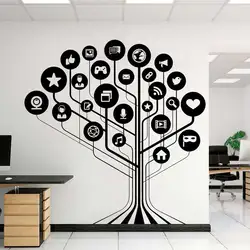 Technology Tree Computer Circuit Diagram Vinyl Wall Decal Science Classroom Technology Company Office Decoration Wall Sticker 3