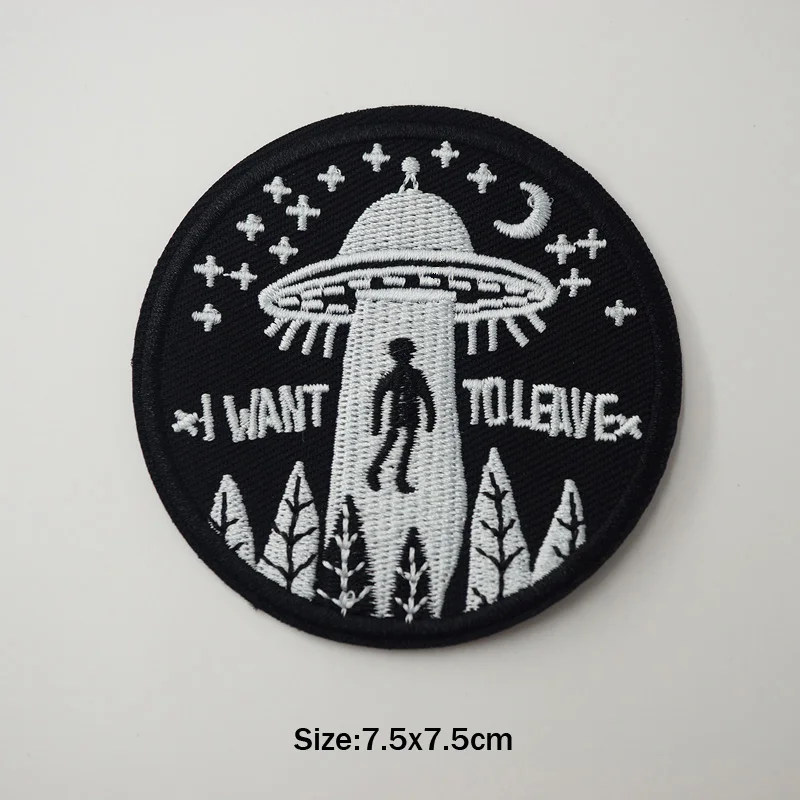 Alien UFO ET Iron On Knitting Textile Woven Sewing Accessories Patch Piece Popular Stripes Applique Stickers Personalized