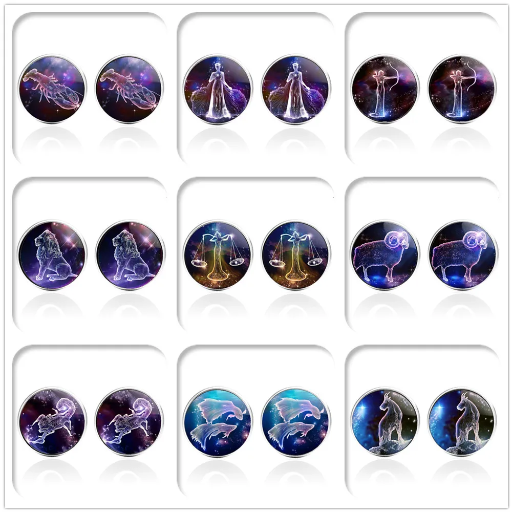 1 Pair Luxury Cufflinks For Mens And Women Constellations Leo Scorpio Sagittarius Purple Fashion Brand Cuff Botton High Quality