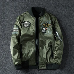 Winter Bomber Jacket Men Military Pilot Jacket Badge Fashion Double Side Wear Motorcycle Jacket Autumn Youth Men Clothing Pocket