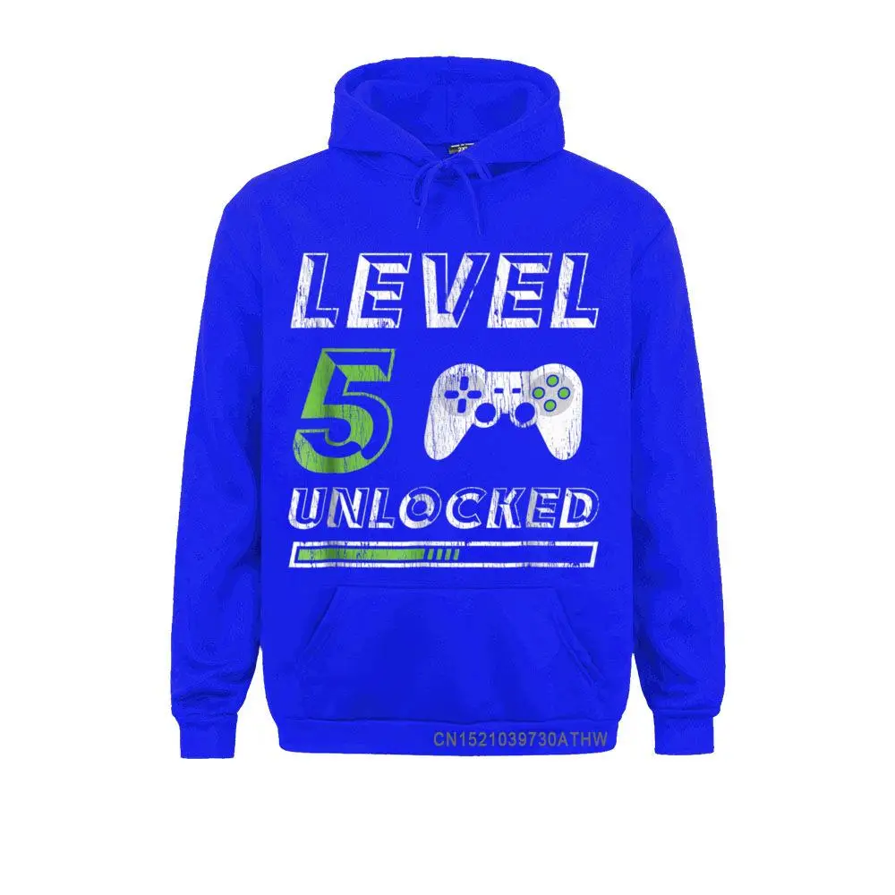 Level 5 Unlocked 5 Year Old Gamer Funny Birthday Hooded Tops Men Sweatshirts Family Camisa Women Hoodies Hoods Autumn