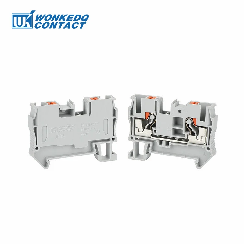 PT4 Din Rail Terminals Push-in Terminal Block 4mm² Spring Connection Screwless PT-4 Wire Electrical Connector PT 4