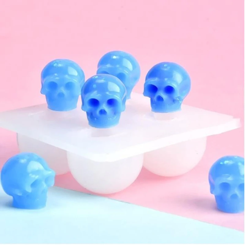 3D Skull Silicone Mold Resin Epoxy Resin Diy Halloween Theme Jewelry Ice Making Tool Kitchen Baking Tools 1 Pc