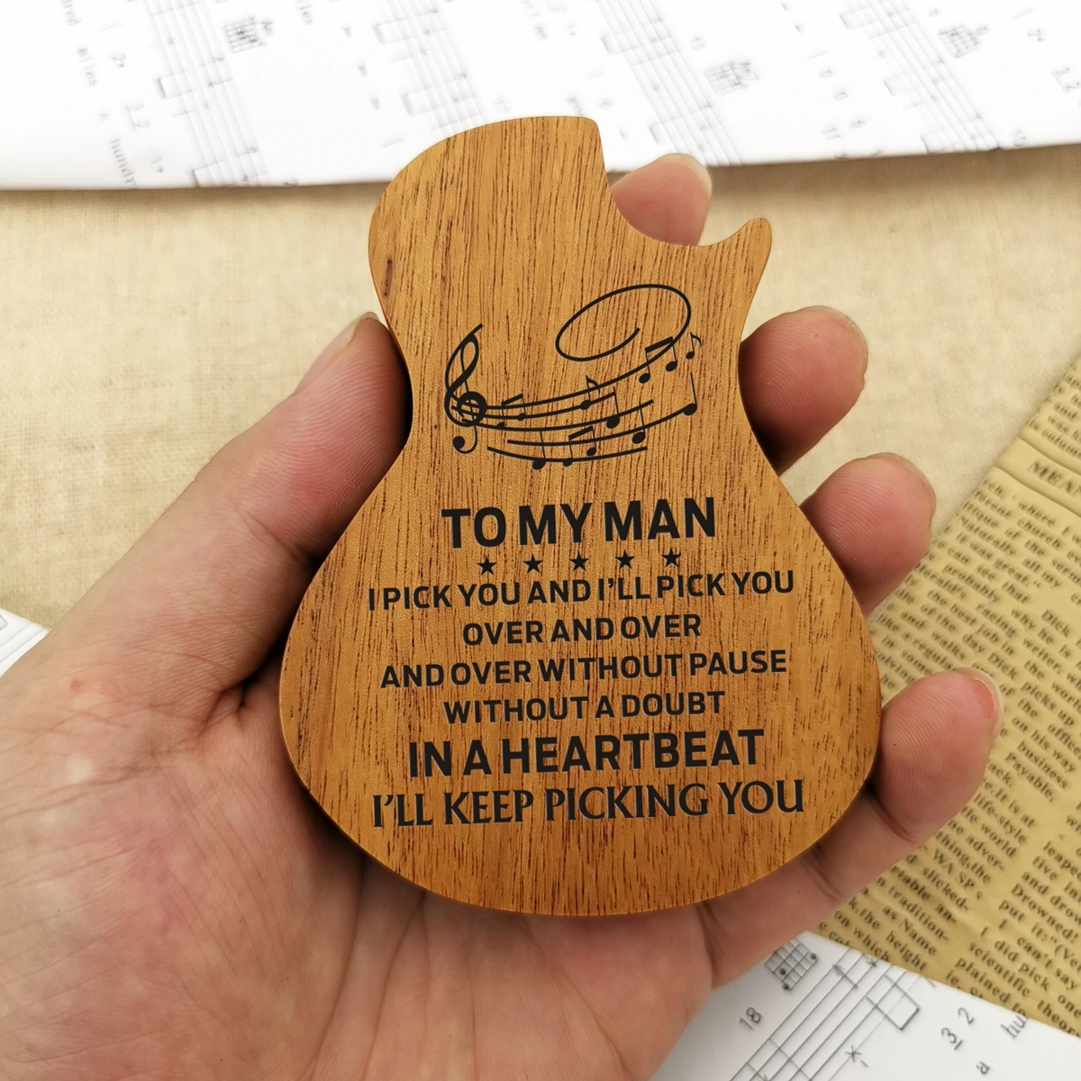 To My Man Carving Wood Guitar Pickups w/ Storage Box Guitar Accessories Parts 1 box of 3 pieces