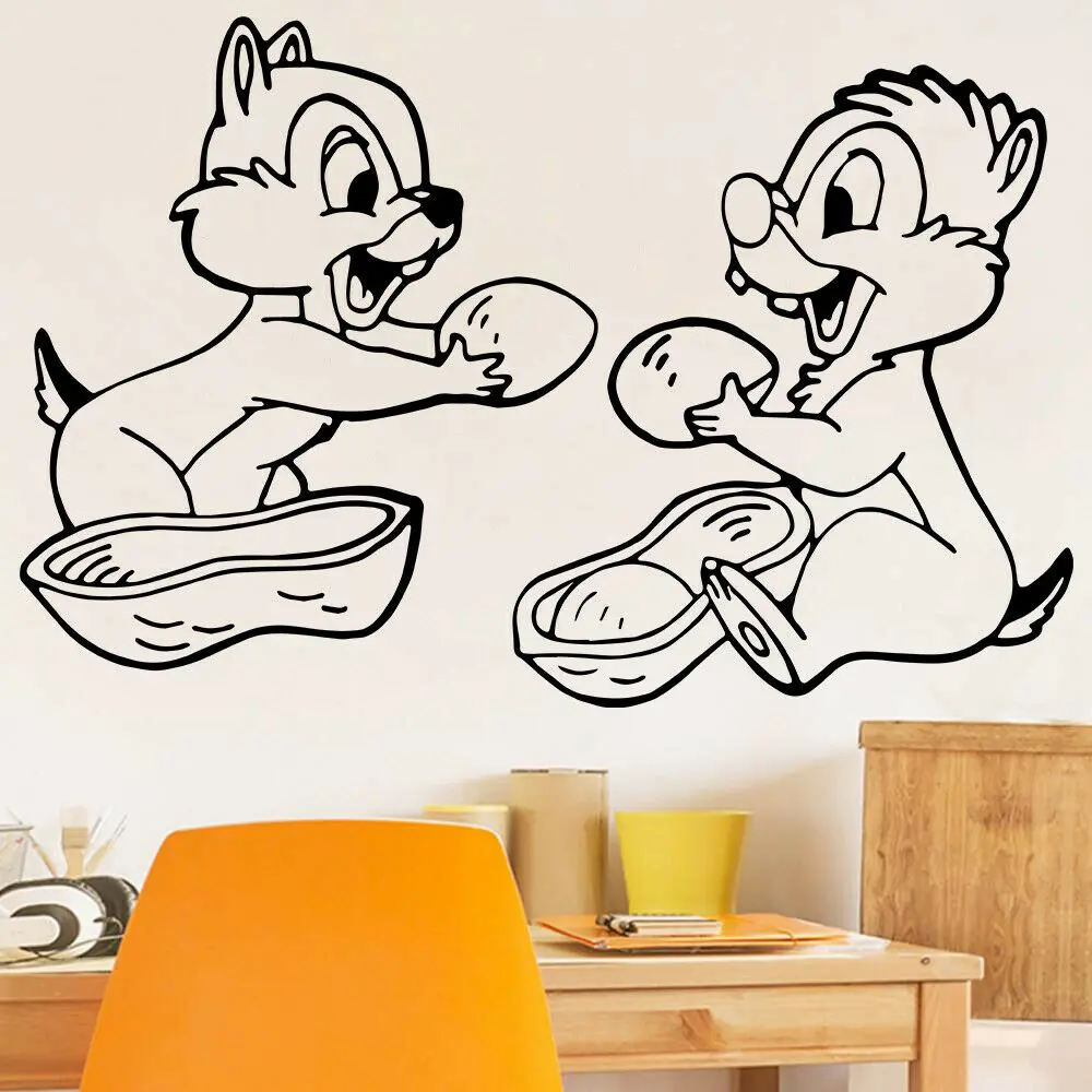 Cartoon Chipmunk Wall Decals Friendly Cute Animals Kids Bedroom Nursery Home Decor Door Window Vinyl Art Stickers Wallpaper Q389