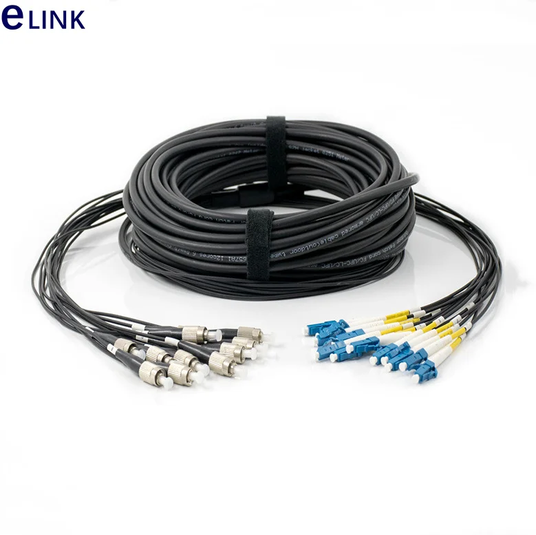 25M 12 cores LSZH Fiber optic Patchcords 12C Armored LC SC FC ST 6.0mm Armored patch lead cable Outdoor SM FTTA jumper 12 fiber