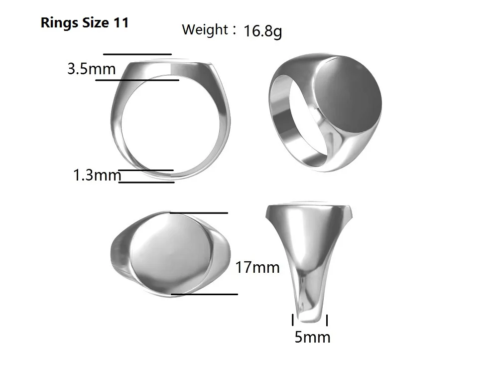 Customize Solid  925 Sterling Silver Signet Rings Mens Wedding Band DIY Engrave Anniversary Jewelry for VIP Link