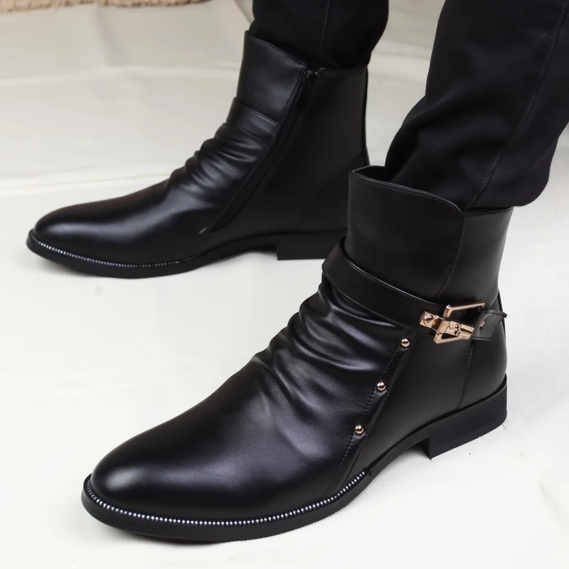 England designer mens party nightclub dress chelsea boots black casual shoes autumn winter boot genuine leather ankle botas male