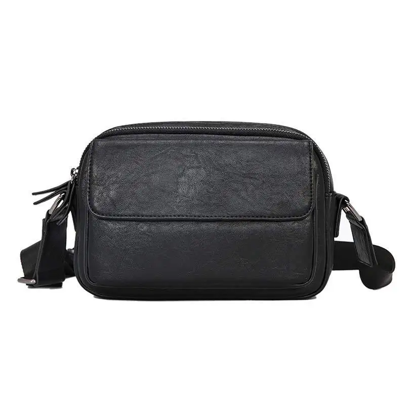 Imagem -06 - Bolsas Transversais para Homens 2023 Designer Pequeno Bolsa de Couro Preto para Homens Bolsas de Ombro Casual Duplo Zíper Mensageiro Bolsa Crossbody