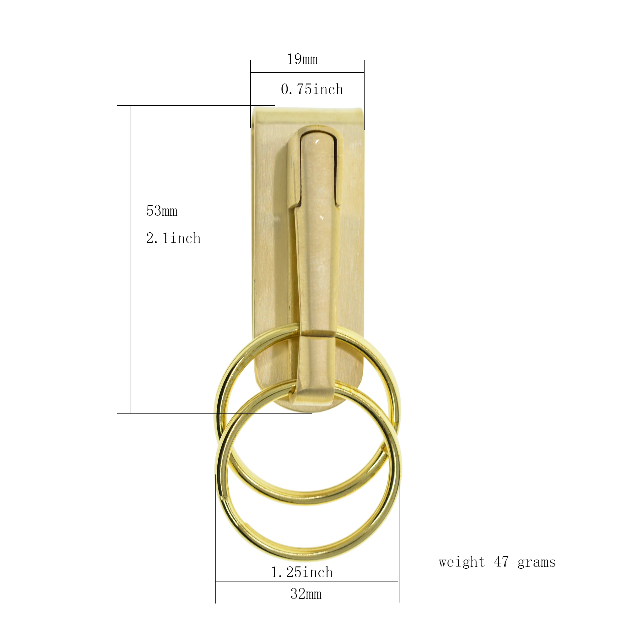 handmade simplify Style brass large Detachable Quick Release Belt ring clip on keyholder keychains EDC FOB Car key holder