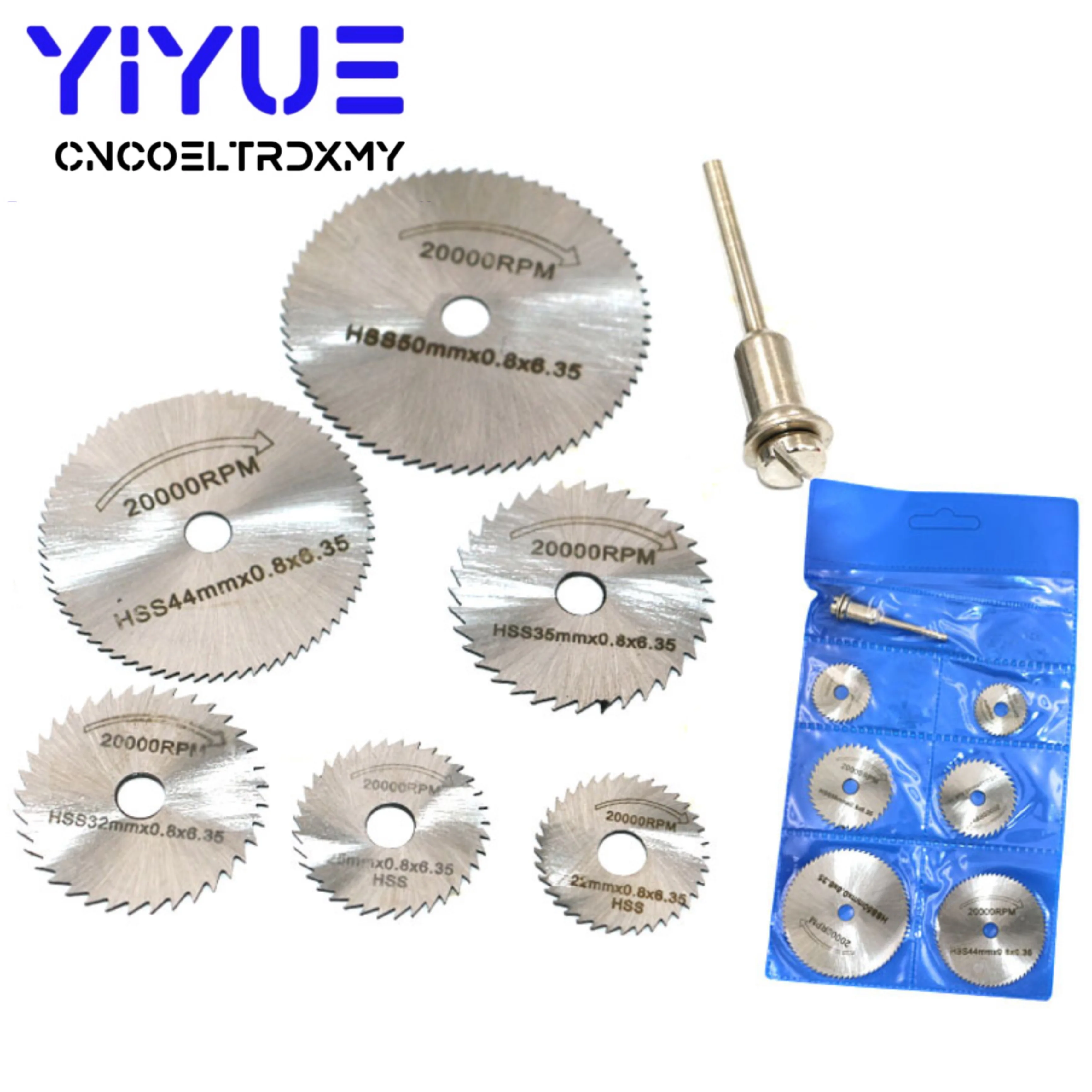 7pcs set Mini HSS Circular Saw Blade Rotary Tool For Dremel Metal Cutter Power Tool Set Wood Cutting Discs Drill Mandrel Cutoff