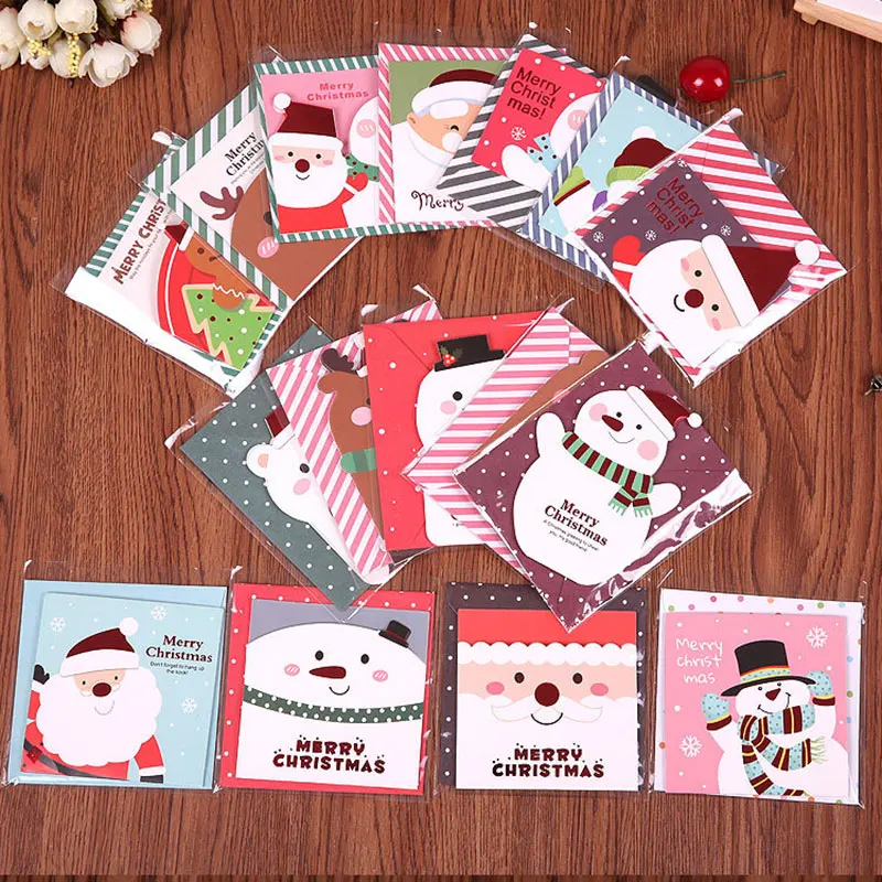 Colorful Christmas Cards Fresh Mini Blessing Card Cute Cartoon Greeting Cards Message Card Postcards Birthday Gift Paper Card