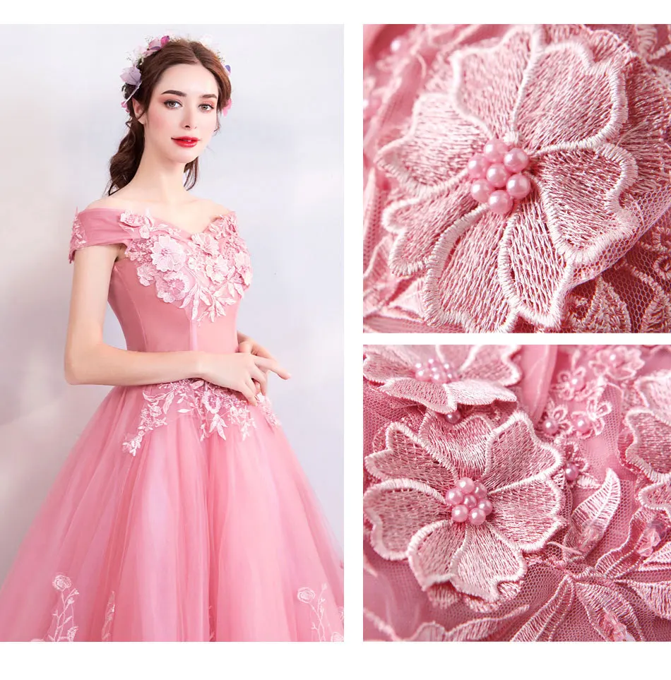 Quinceanera Dress 2021 Bean Pink Ball Gown 3D Flowers Princess Corset Lace Sparkles Sweet 16 Dresses Vestido De Debutante