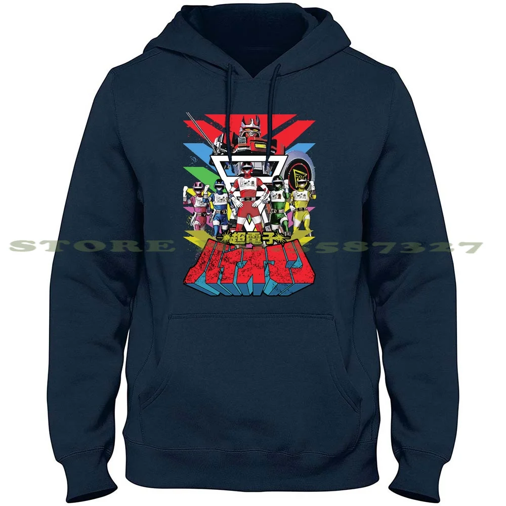 Enjoystick-Bioman 100% Pure Cotton Hoodie Tshirt Tokusatsu Macgaren Metal Heroes Jaspion Jiraiya Jiban Cybercops Black Kamen