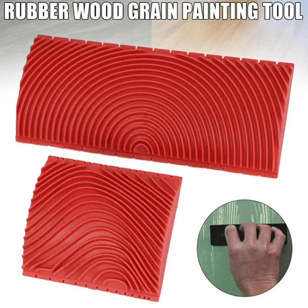 2PCS Imitation Wood Graining Rubber Roller Brush Set Graining Wall Painting Home Decor Art Embossing DIY Brushing Painting Tools