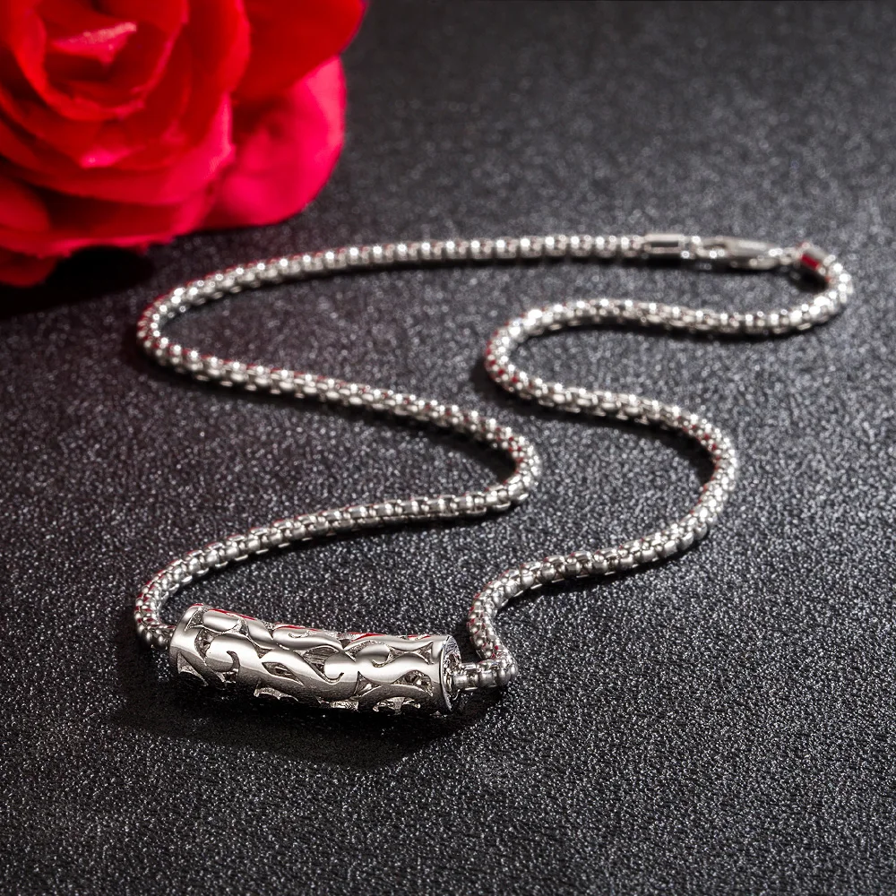 Индивидуальный кулон с полой трубкой - 100% серебро 925, нежная цепочка-коробка, колье-чокер ручной работы в стиле панк, модные украшения и подарок