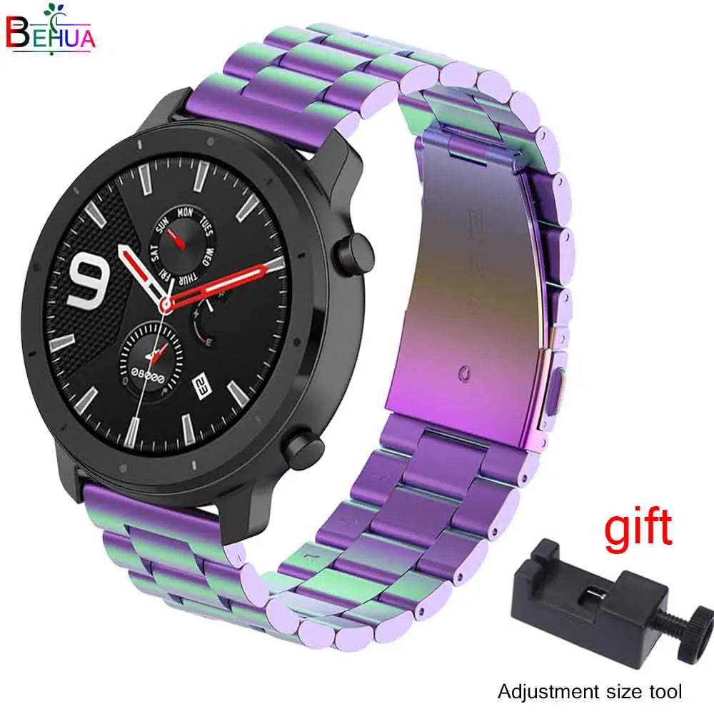 

Новый браслет из нержавеющей стали для Huami Amazfit GTR 47 мм/42 мм, Ремешки для наручных часов Samsung Galaxy, ремешок 46 мм/42 мм 20 мм 22 мм