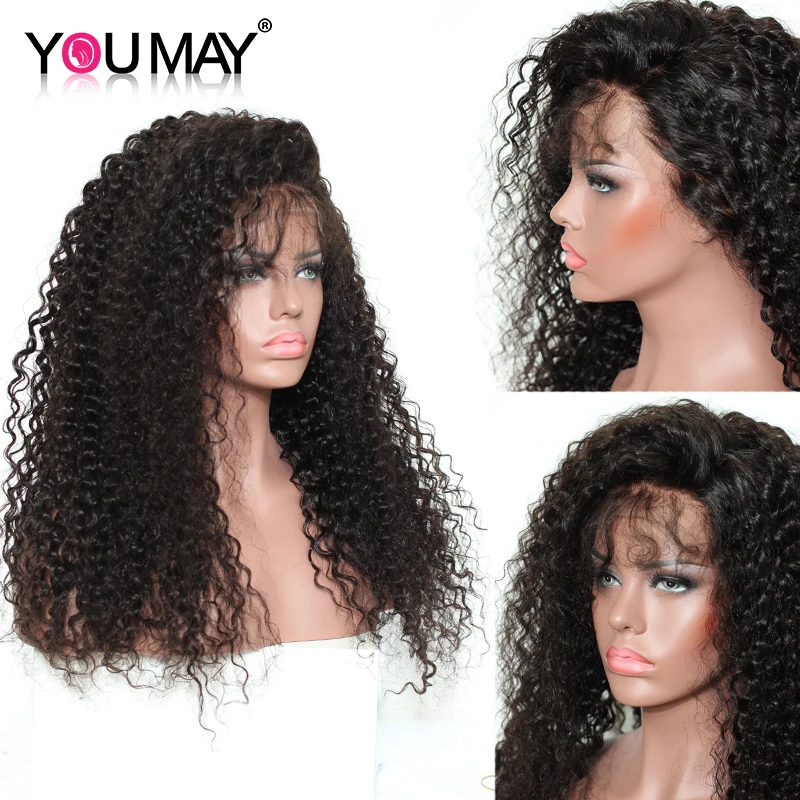 250 Density Brazilian Curly Human Hair Wigs Pre Plucked Baby Hair Fake Scalp 13X4 Curly Lace Front Wigs For Women You May U Part