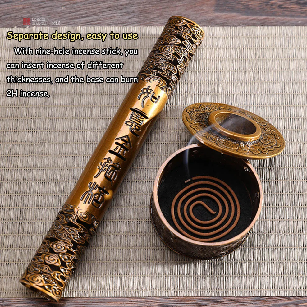 2021 NEW Wishful Golden Hoop Stick Incense Burner Antique Vertical Stick Incense Burner Home Decor Alloy Incense Stand Holder