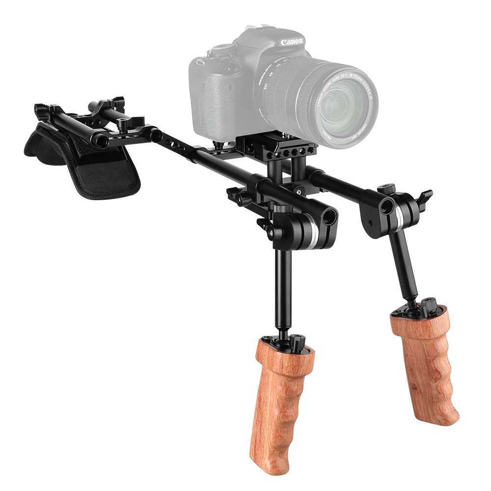 

CAMVATE DSLR Camera Wooden Hand grip With Built-in Ball Head Connection & 15mm Single Rod Clamp Adapter For Camera Cage Kit New