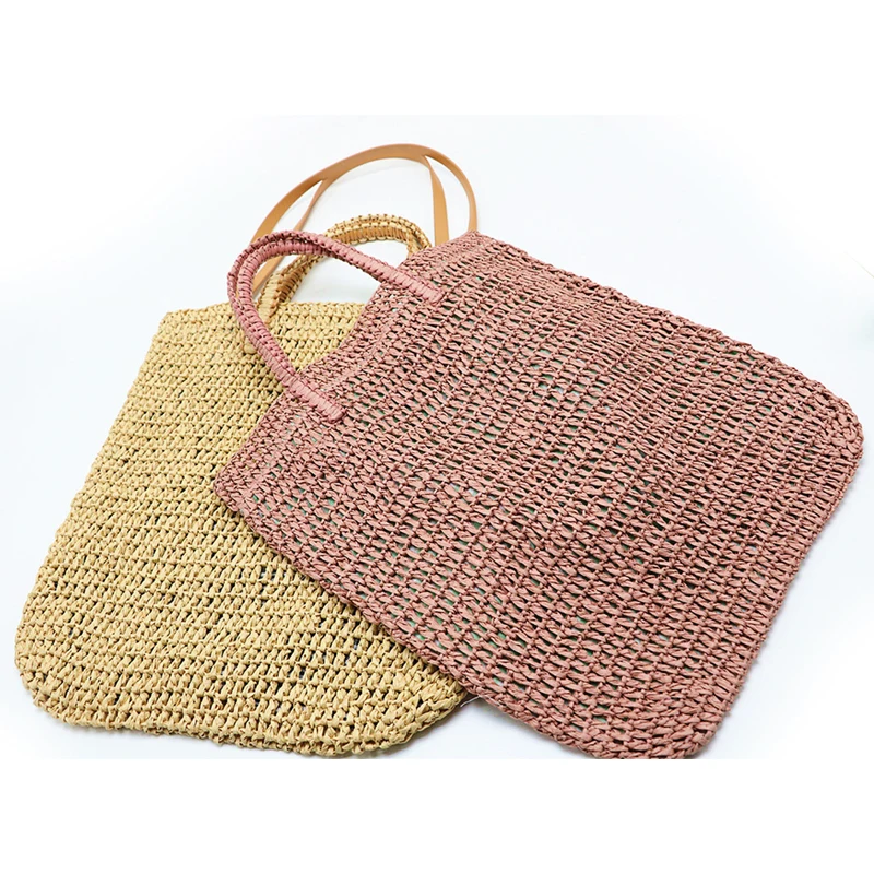 Weaving Hollow Paper Straw Bag Shoulder Bag Female Beach Bag, Girl Fashion Travel Bag Women Casual Tote