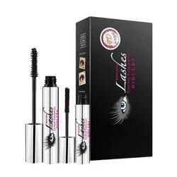 2pcs 4D Fiber Magic Black Silk Mascara Makeup Waterproof Cosmetics Eyelash Extension Lengthening Volume Mascara