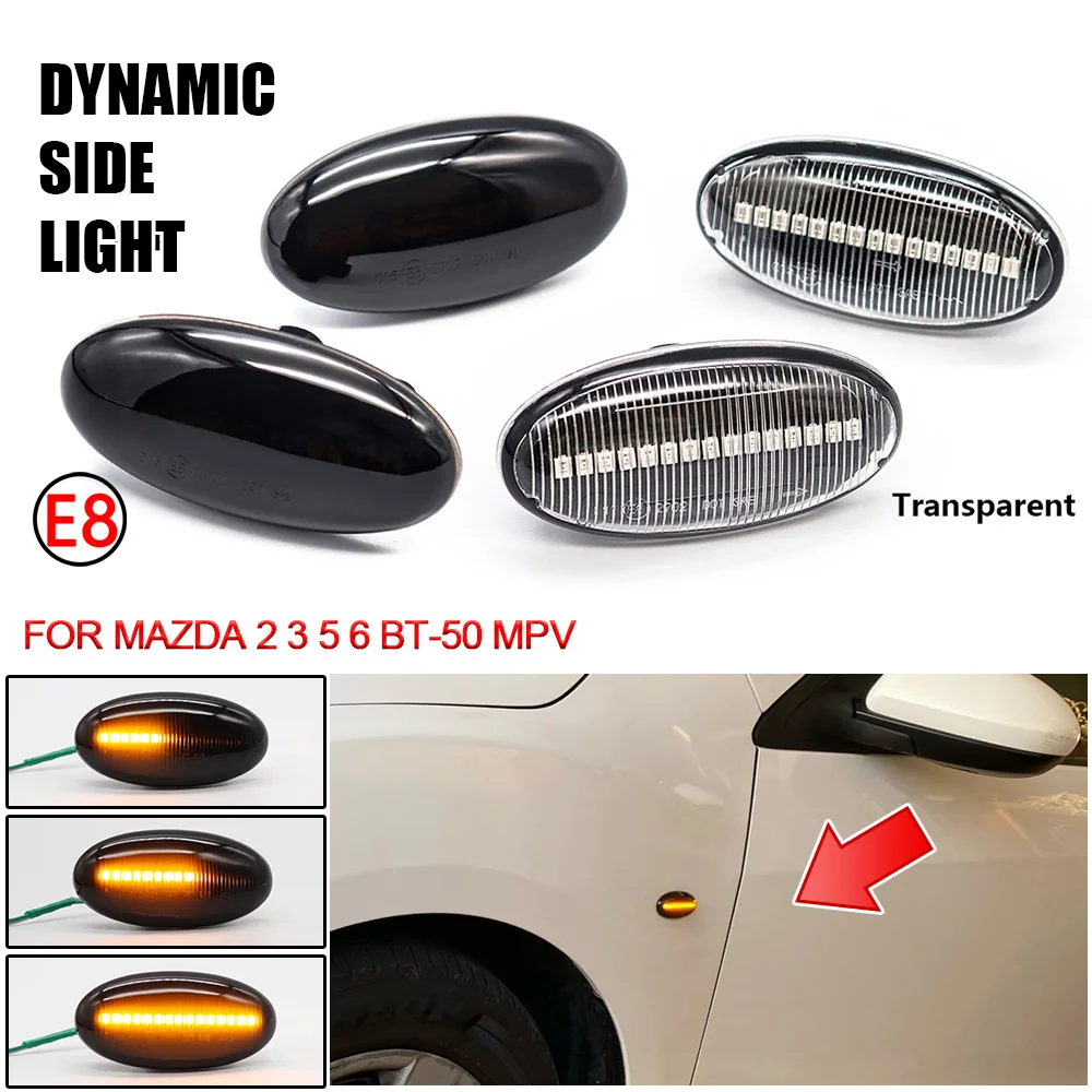 2Pcs LED Side Marker Turn Signal Light Dynamic Repeater Sequential Blinker Indicator Lamp For Mazda 2 For Mazda 3 5 6 BT-50 MPV