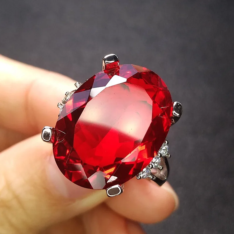 

Luxury Women Ring for Wedding Party 925 Silver Jewelry with Oval Shape Zircon Gemstone Open Finger Rings Ornaments Wholesale